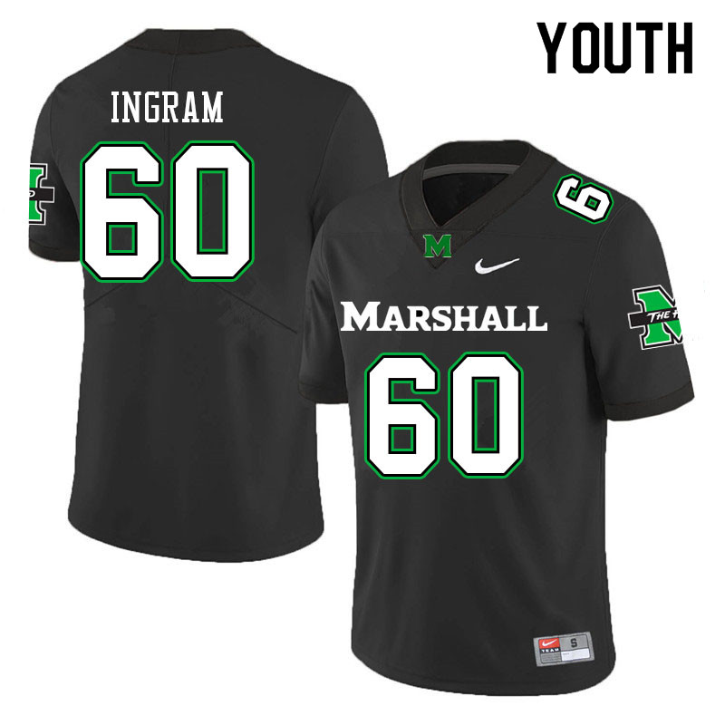 Youth #60 Xavier Ingram Marshall Thundering Herd College Football Jerseys Sale-Black